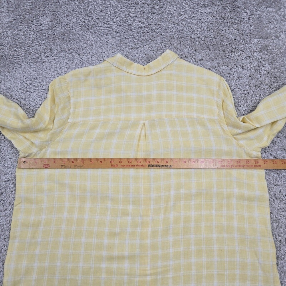 J Jill Womens Plaid Button‎ Up Shirt Yellow White Roll Tab Size 2X Coastal - Picture 9 of 11